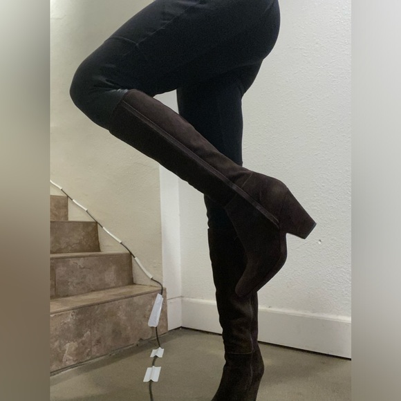 PRADA gently used knee high chocolate brown western boots size EU 37 US 6.5 - Picture 2 of 15